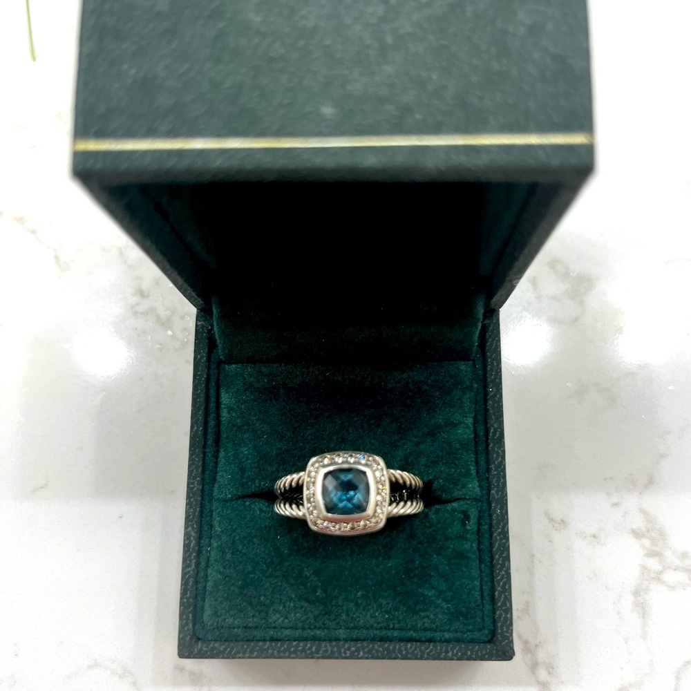 David Yurman - Petite Albion Ring with Blue Topaz and Pavé Diamonds